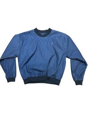 George Strait Mens Size Small Blue Checkered Men's Pullover Windshirt